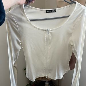 Long sleeve double zipper cropped top